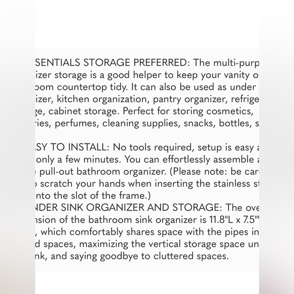 2 Tier Bathroom Storage Organizer, 4 Pack Clear Under Sink Organizers - Picture 8 of 9